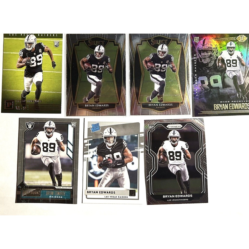 Panini Lot of 7 Bryan Edwards Oakland Raiders Football Cards (X8)